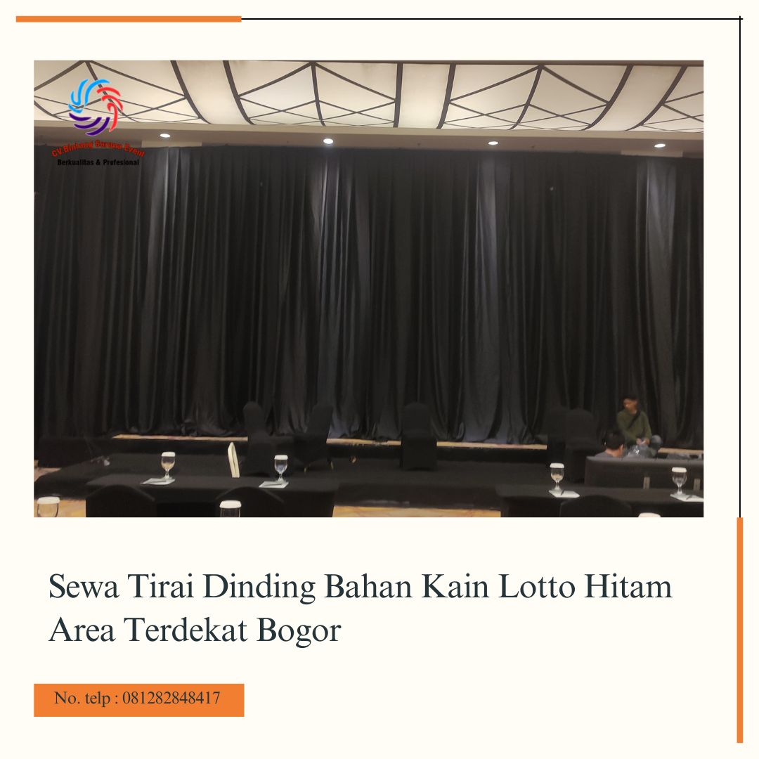 Sewa Tirai Dinding Bahan Kain Lotto Hitam Area Terdekat Bogor