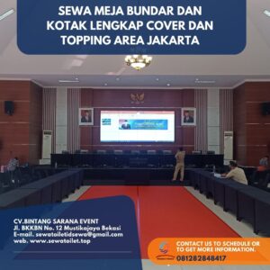 Sewa Meja Bundar Dan Kotak Lengkap Cover Dan Topping Area Jakarta