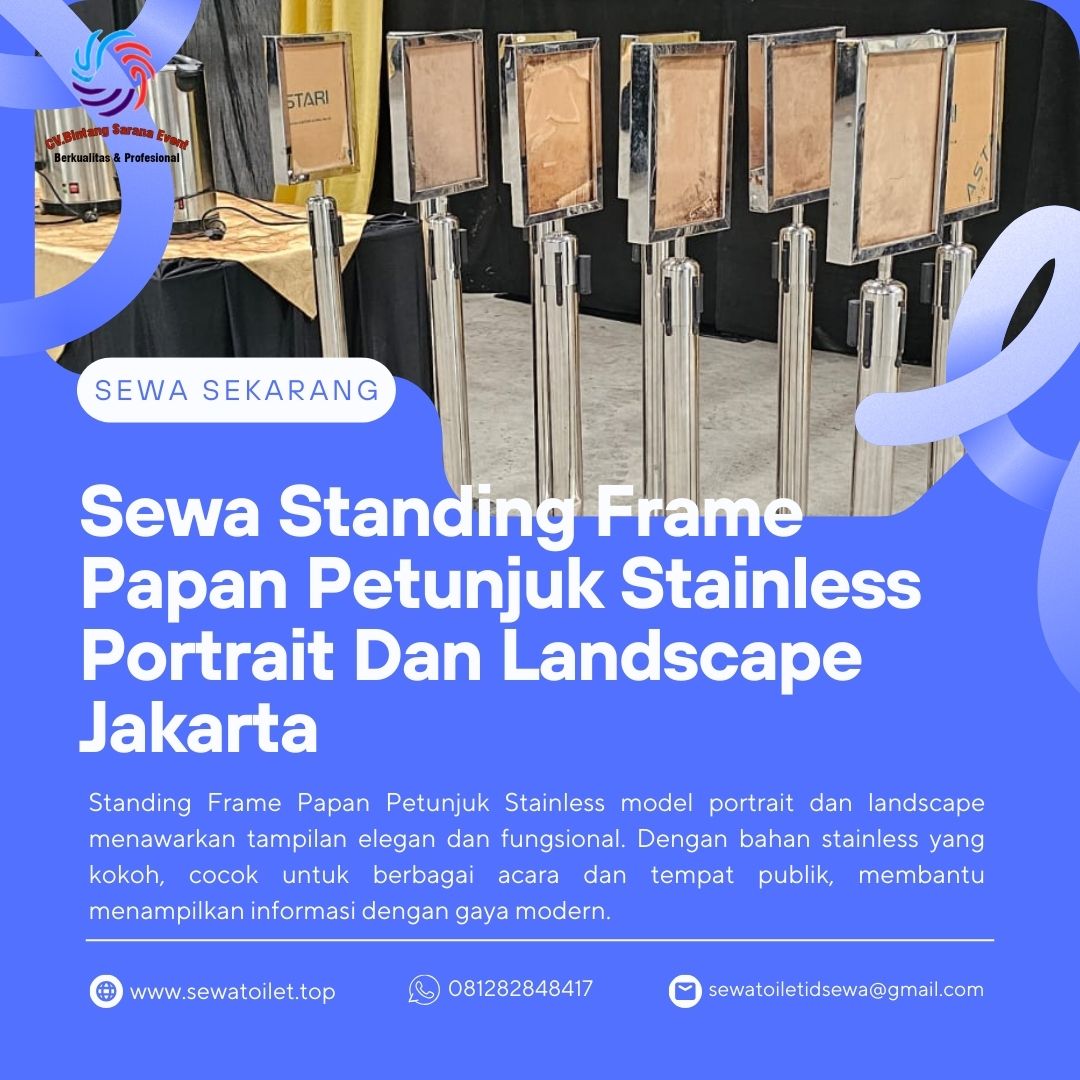 Sewa Standing Frame Papan Petunjuk Stainless Portrait Dan Landscape Jakarta