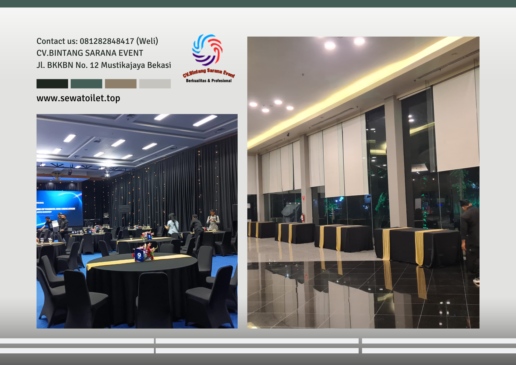 Pusat Sewa Meja Kotak Dan Bundar Cover Ketat Hitam Area Jakarta