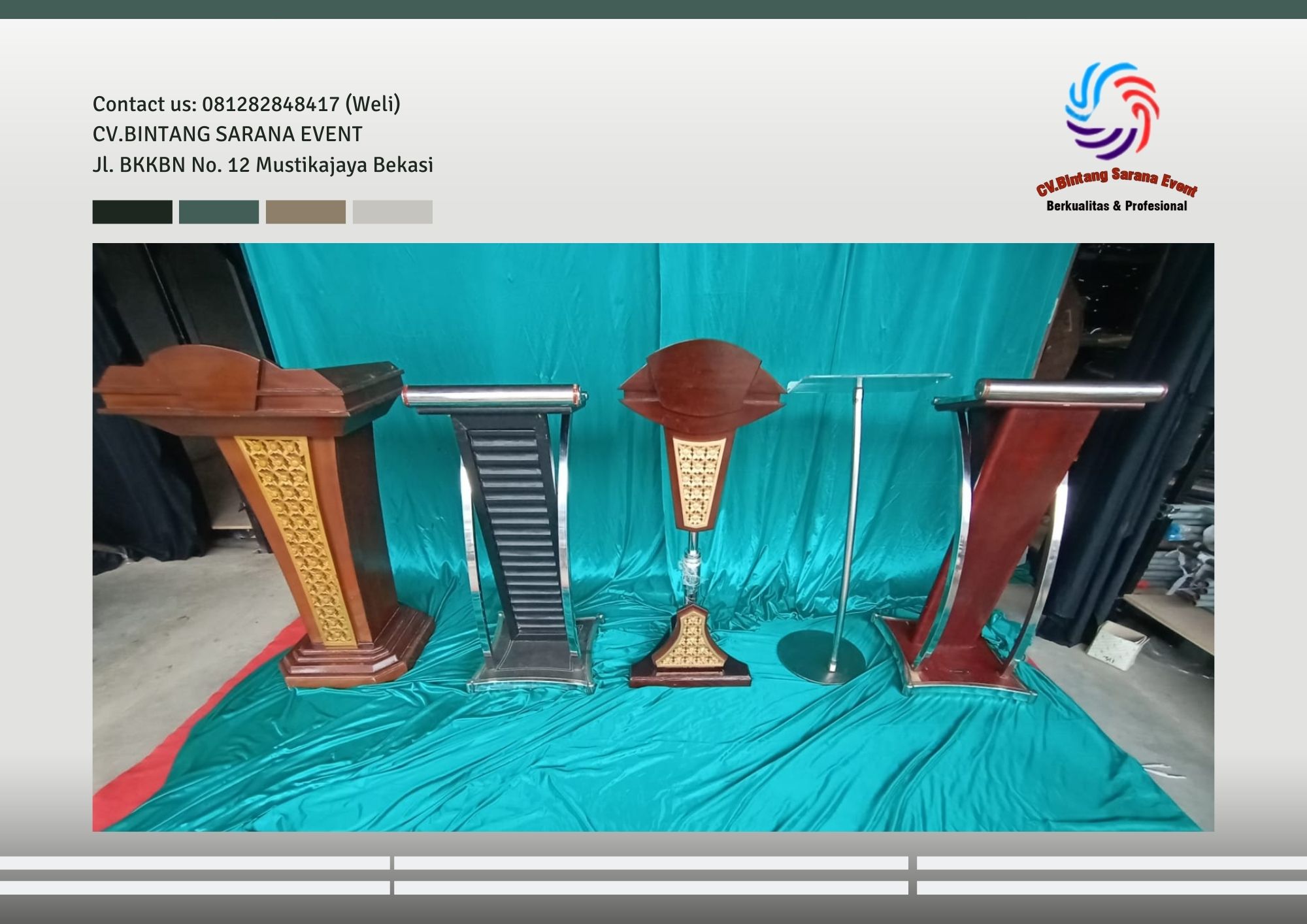 Pusat Sewa Podium Acrylic, Kayu, Stainless VIP Jakarta