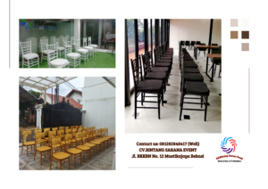 Rental Kursi Tiffany VIP Hitam, Putih, Gold Kayu Area Jakarta