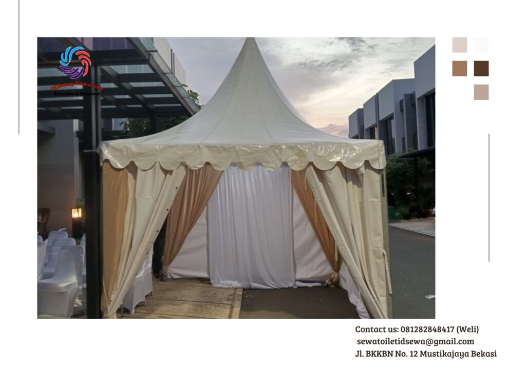 Sewa Tenda Bazar Sarnafil Atap Kerucut Putih di Jakarta