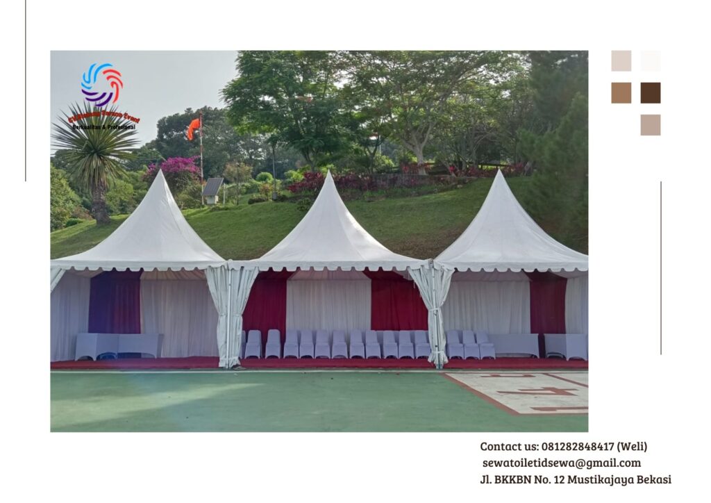 Sewa Tenda Bazar Sarnafil Atap Kerucut Putih di Jakarta