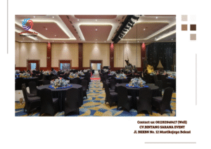Sewa Meja Bulat Cover Hitam Event Senayan City Jakarta