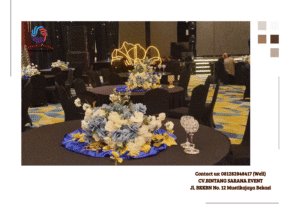 Sewa Meja Bulat Cover Hitam Event Senayan City Jakarta