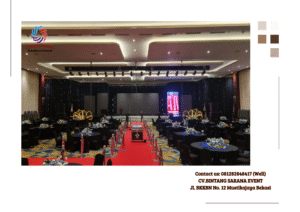 Sewa Meja Bulat Cover Hitam Event Senayan City Jakarta