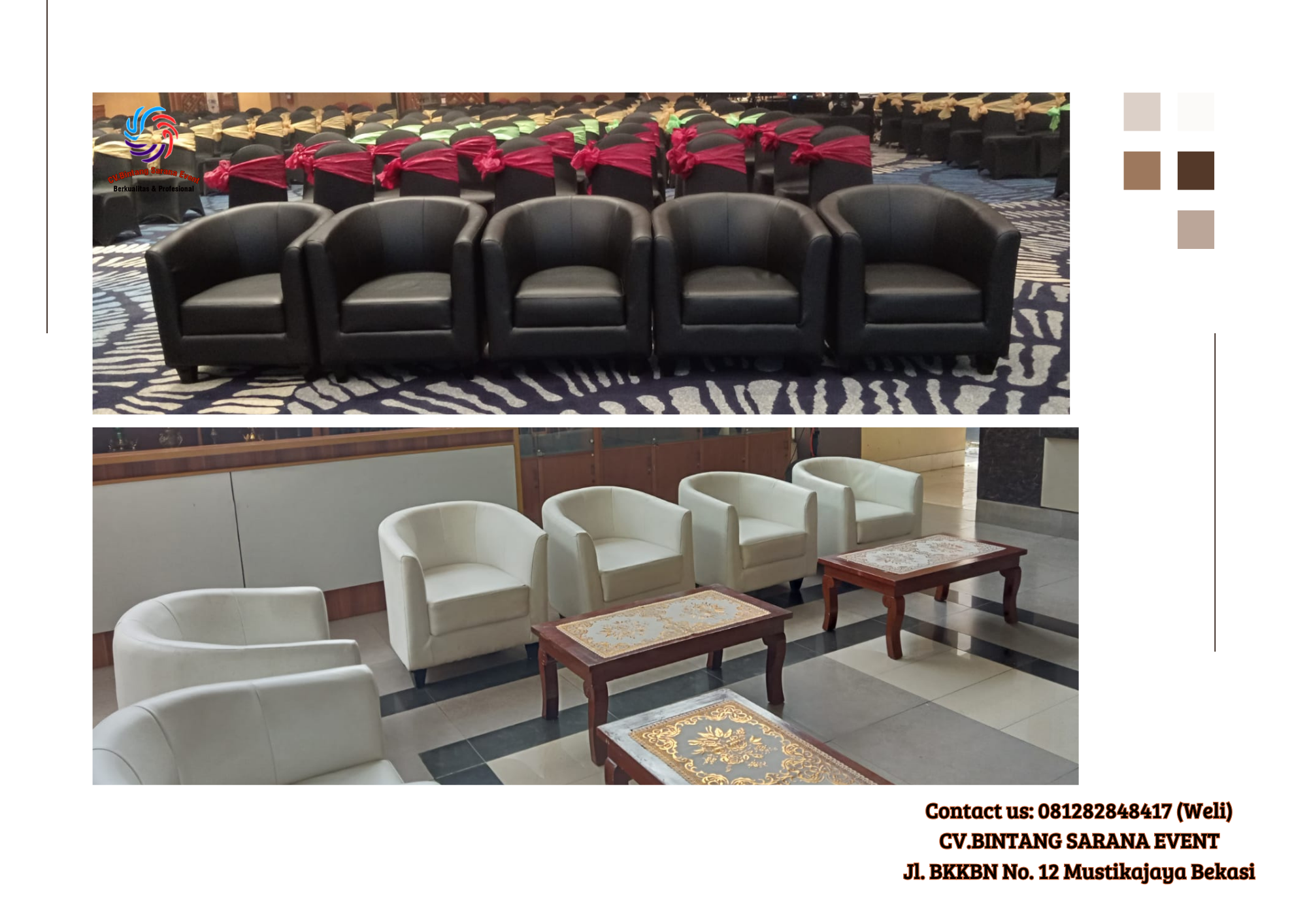 Sewa Sofa Putih Dan Hitam Type Oval di Jakarta