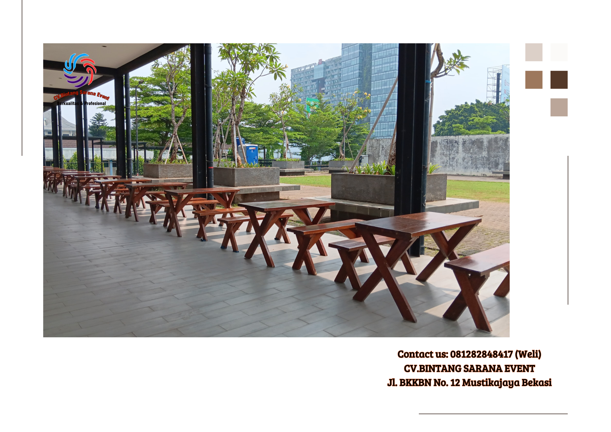 Jasa Sewa Meja Kursi Taman Kayu Outdoor di Jakarta