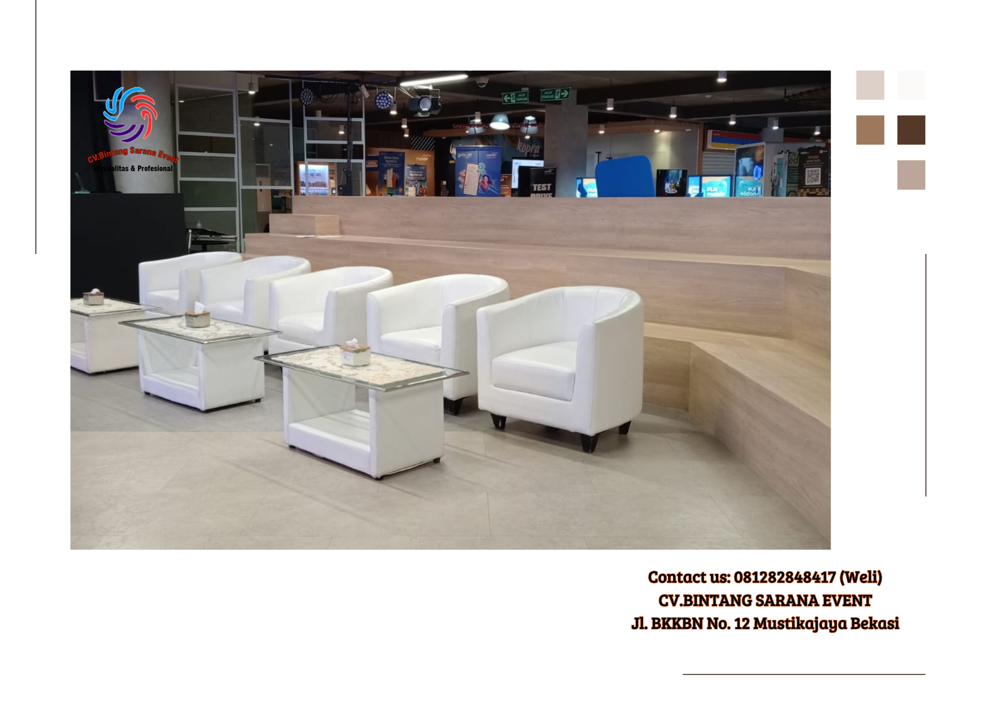 Rental Sofa Model Oval Putih di Jakarta