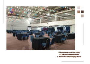 Sewa Meja Kotak 120×80 cm Taplak Hitam Jakarta