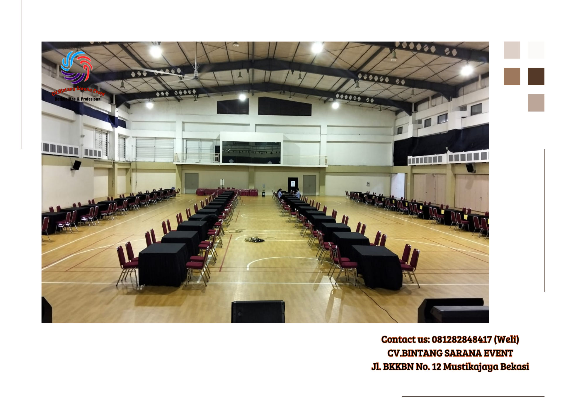 Sewa Meja Kotak 120×80 cm Taplak Hitam Jakarta