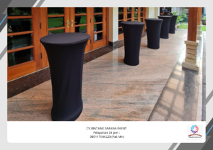 Rental Meja Barstool Cover Hitam Ketat Jakarta