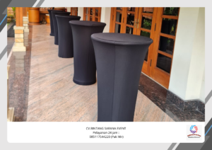 Rental Meja Barstool Cover Hitam Ketat Jakarta