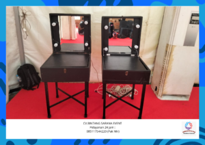 Rental Meja Kaca Rias Portable Hitam Area Jakarta