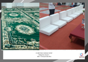 Sewa Karpet Permadani Hijau Dan Sofa Lesehan Putih Jakarta