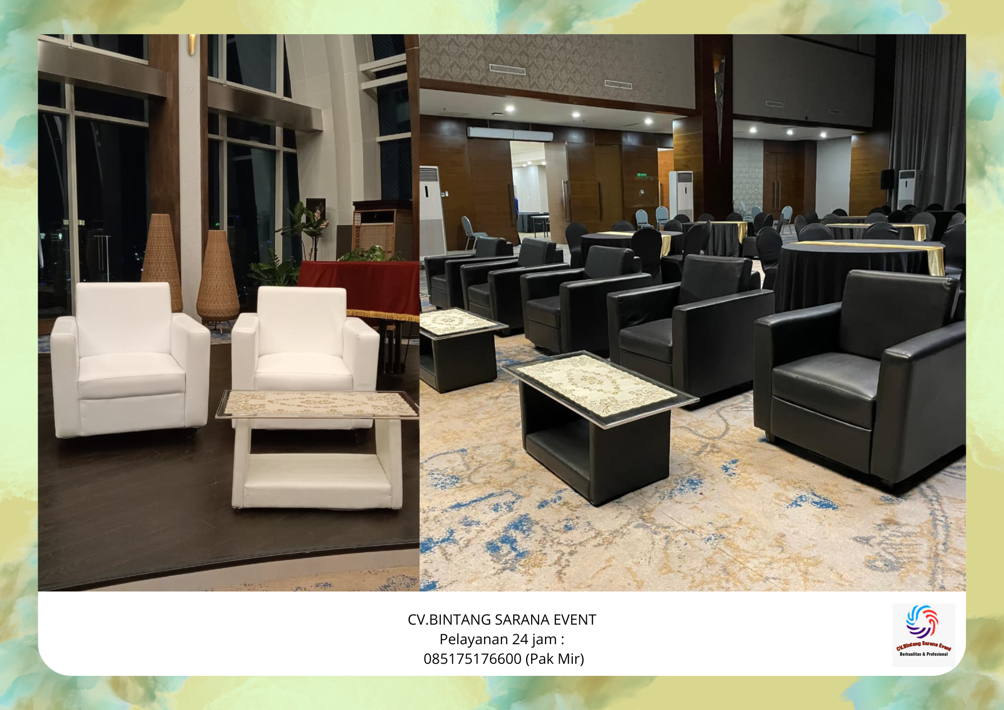 Rental Sofa Hitam Putih Area Cikarang Bekasi
