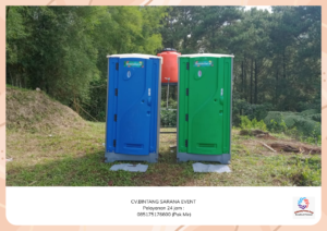 Rental toilet portable panggung Melaminto putih Dan Backdrop Cikarang