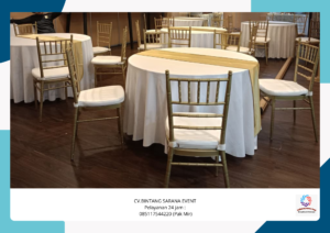 Sewa kursi Tiffany gold Round table Dan toilet portable Jakarta