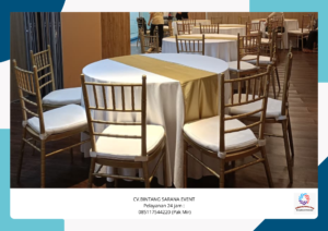 Sewa kursi Tiffany gold Round table Dan toilet portable Jakarta