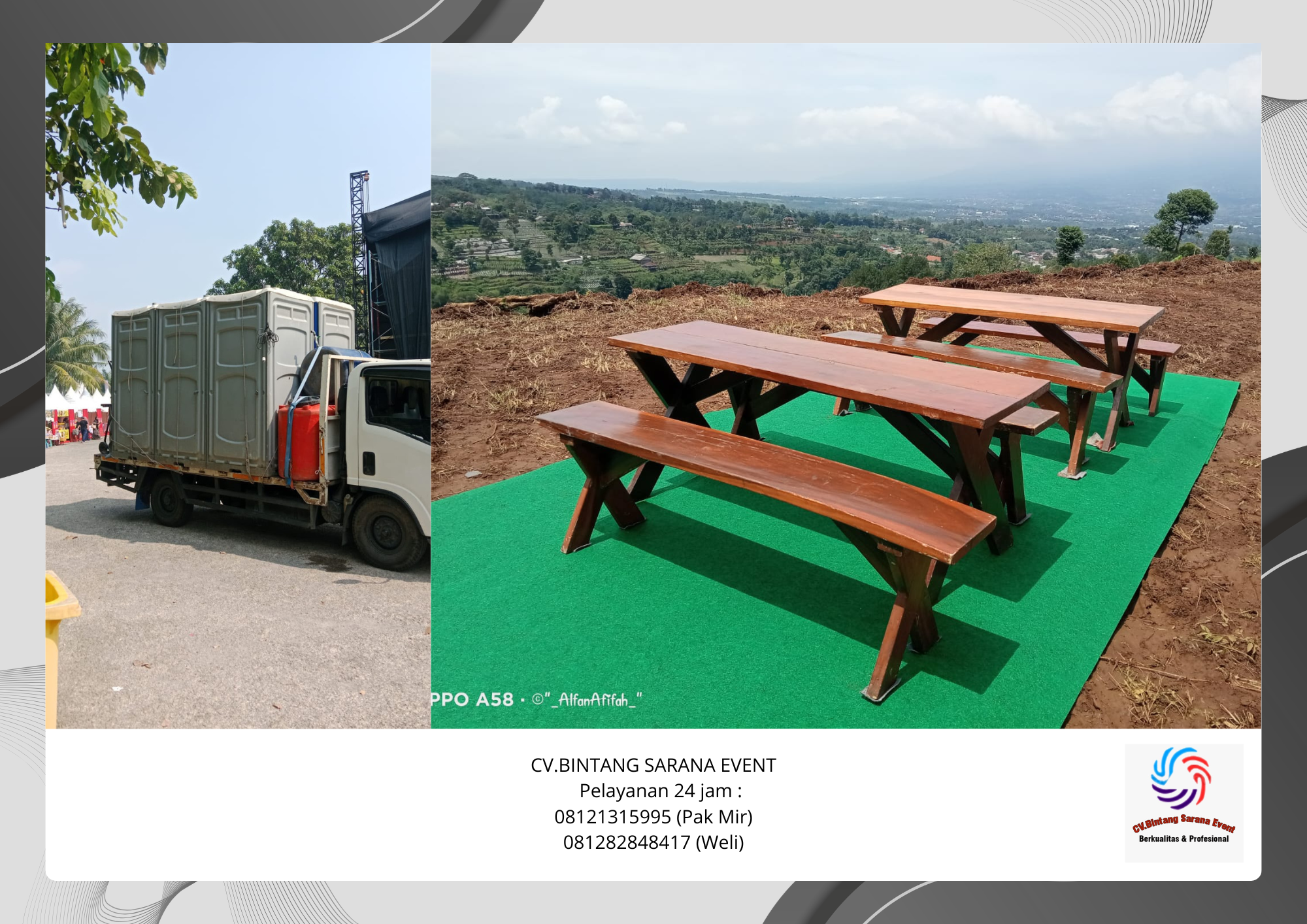 Rental Bangku meja Taman Out door Dan Toilet Portable Jakarta
