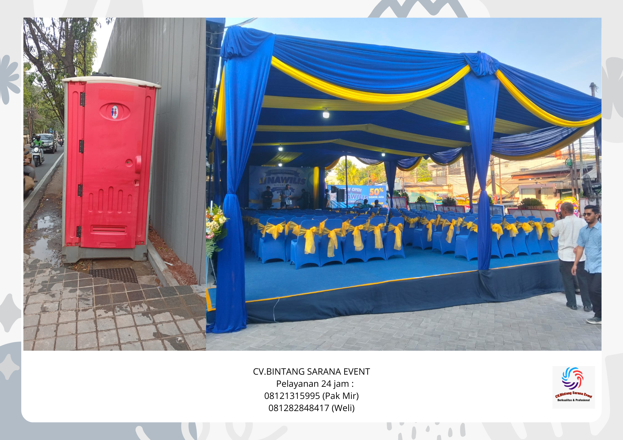 Rental Tenda biru Dan toilet portable bersih Area Tanggerang Selatan