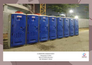 Sewa Podium putih frame stainless Dan Toilet portable Area jakarta
