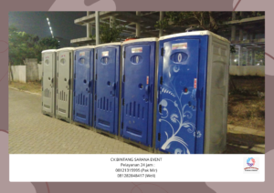 Sewa Podium putih frame stainless Dan Toilet portable Area jakarta