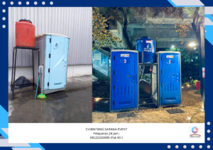 Sewa Toilet Portable Dan Tirai Filamin Marun Area Jakarta