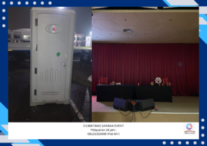 Sewa Toilet Portable Dan Tirai Filamin Marun Area Jakarta