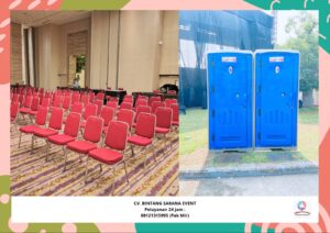 Sewa kursi event type susun stainles dan toilet portable area bekasi