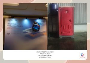 Sewa toilet portable dan backdrop customize area jakarta