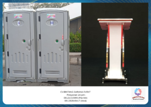Rental Podium Putih Frame Stainless Dan Toilet Portable VIP Depok