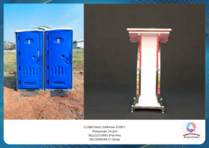 Rental Podium Putih Frame Stainless Dan Toilet Portable VIP Depok