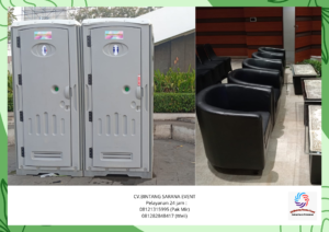 Rental Sofa Oval Hitam Dan Toilet Portable Siap Kirim Area Depok