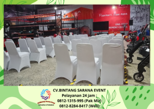 Rental Meja IBM Cover Merah Dan Kursi Futura Cover Putih Tangerang