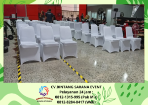 Rental Meja IBM Cover Merah Dan Kursi Futura Cover Putih Tangerang