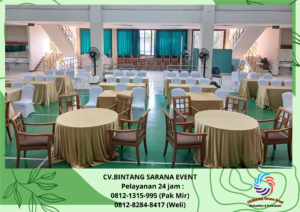 Sewa cover meja gold dan kursi Futura cover putih jakarta